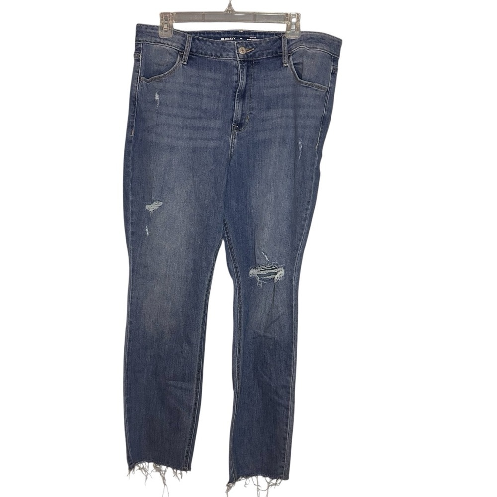 Old Navy WOW Straight High Rise Distressed Raw Hem Jeans Size 14
